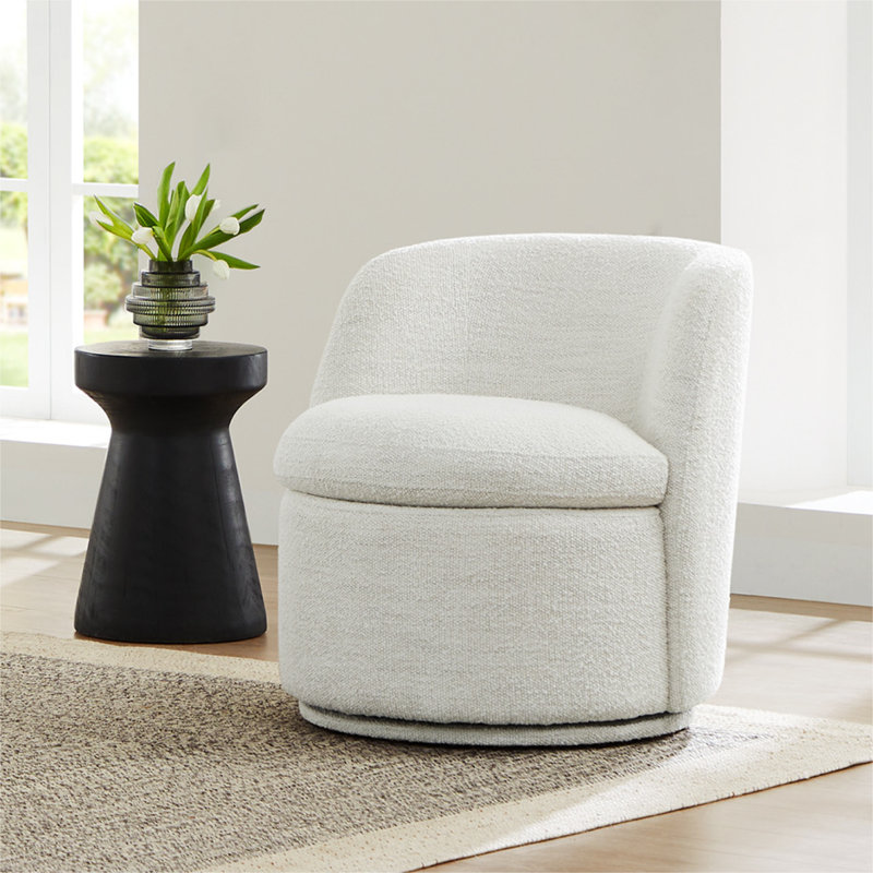 Fauteuil demi-tonneau pivotant 28,7 po Bekham, Polyester crème