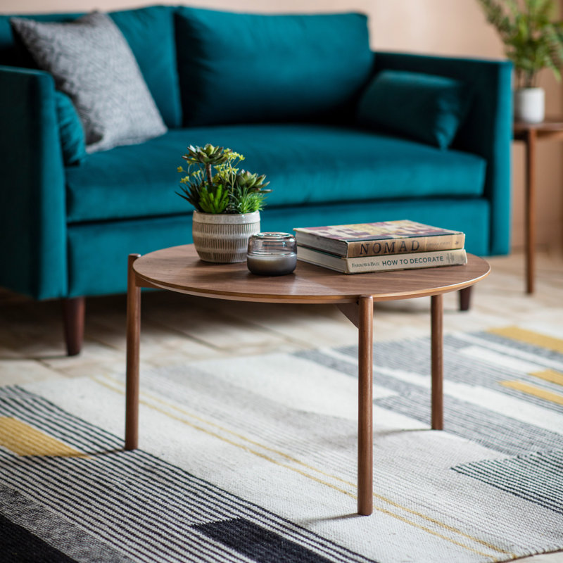 Burley Three Leg Coffee Table, Dark Wood