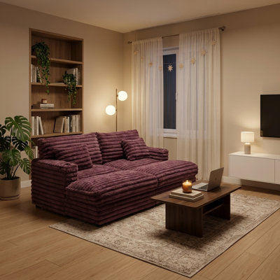 Canapé-lit surdimensionné double 82 po avec sièges profonds, ports USB et porte-gobelets 82 po