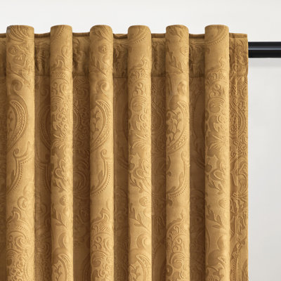 Velvet Blackout Crushed Floral Curtains - Luxury Vintage Patterned Decorative Drapes - Room Darkening 70%-85% （set of 2）