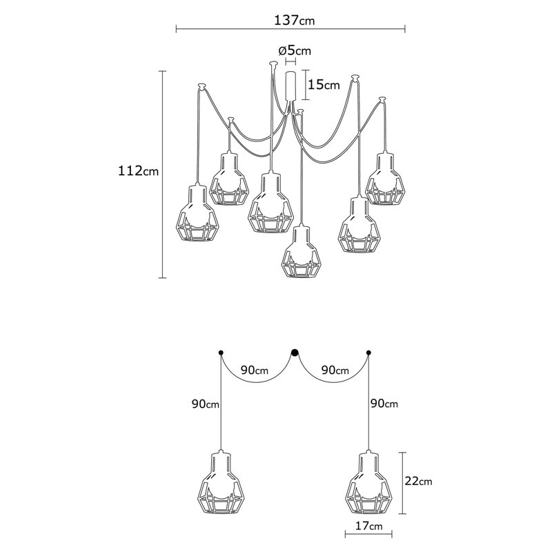Luminaire suspendu géométrique à 6 lumières Daventry