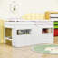 Lit mezzanine simple avec tablettes de rangement et tiroirs, échelle-533999962