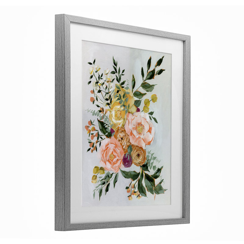 «Brushed Bundle of Flowers», reproduction encadrée sous verre, conception par Annie Quigley, H 21 po x l 17 po
