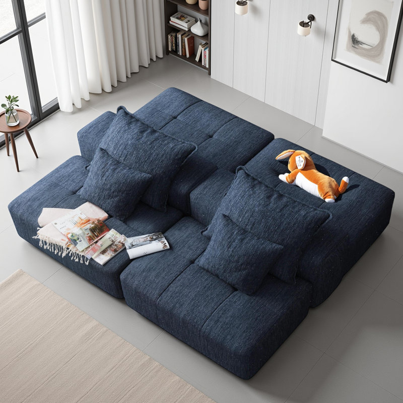 Canapé modulaire Boneless, Chenille bleue