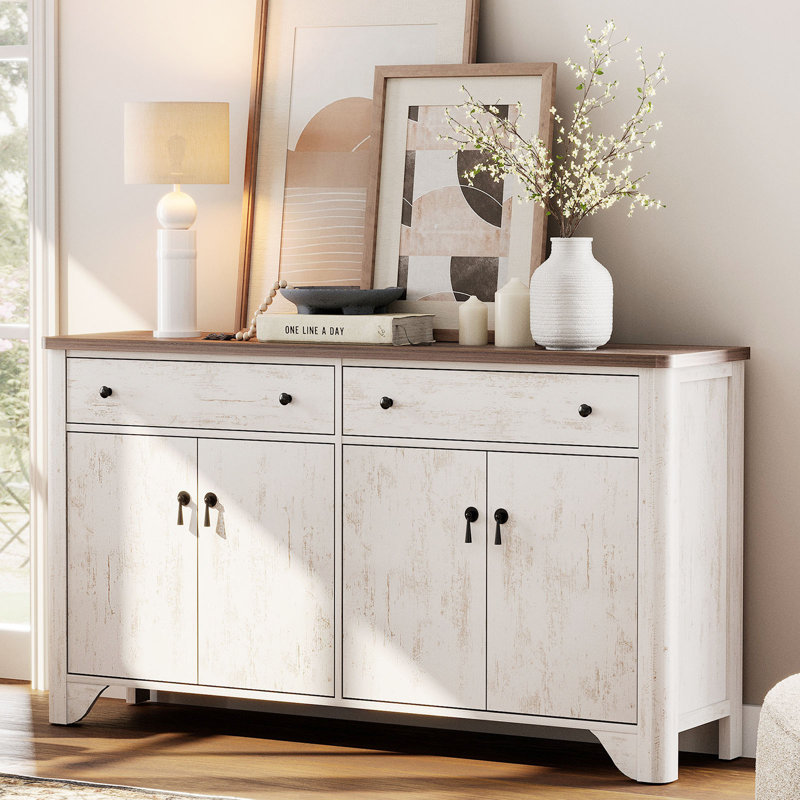 Haikey 59" Wood Sideboard Buffet with Storage, White