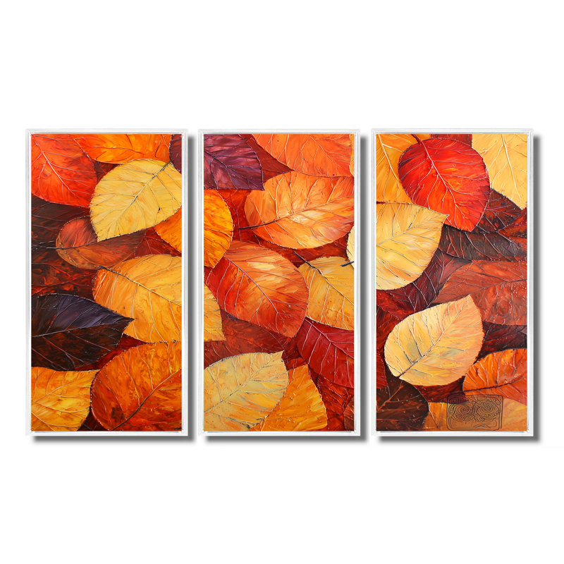 Feuilles d'automne au Canada I - ensemble de reproductions d'art mural, H 40 po x l 60 po, Reproduction avec cadre flottant
