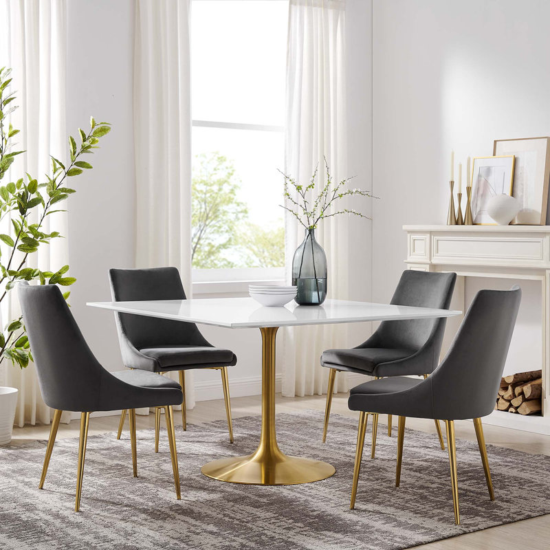 Lippa Square Dining Table, 29.5" H x 48" W x 48" L, Gold