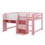 Lit mezzanine double pleine grandeur en bois massif avec bureau intégré, armoires de rangement et bibliothèque ouverte, tableau blanc pour enfants Graffiti-2053085576