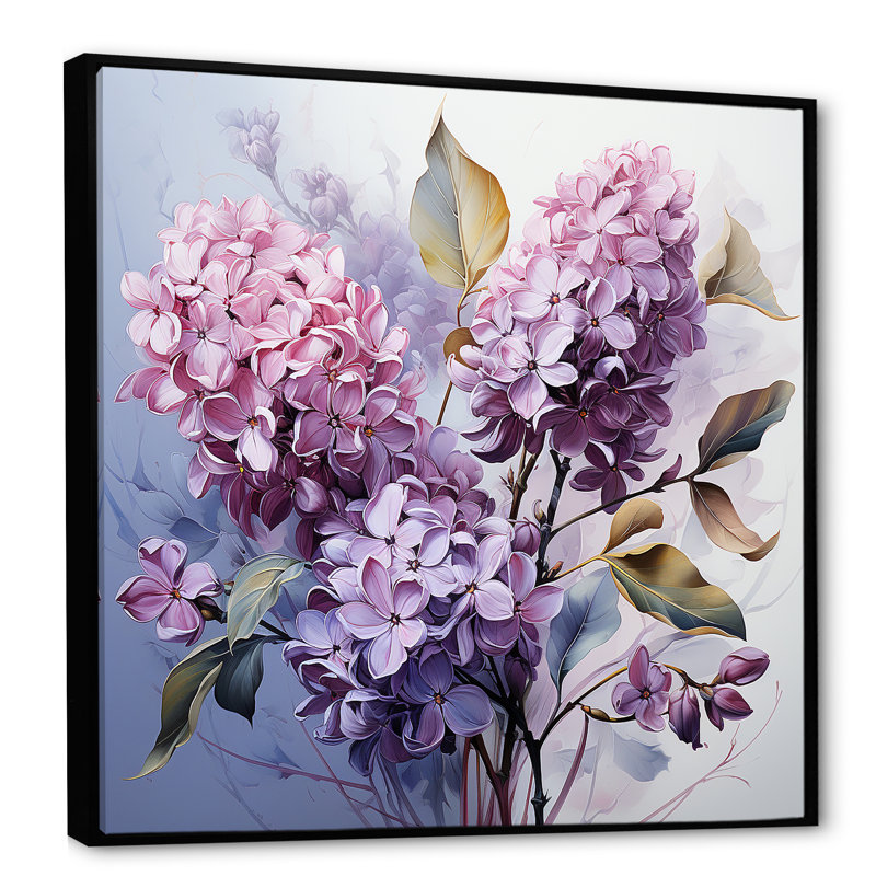 Lilas, harmonie mystique sur toile, Cadre flottant noir, H 24 po x l 24 po x P 1 po
