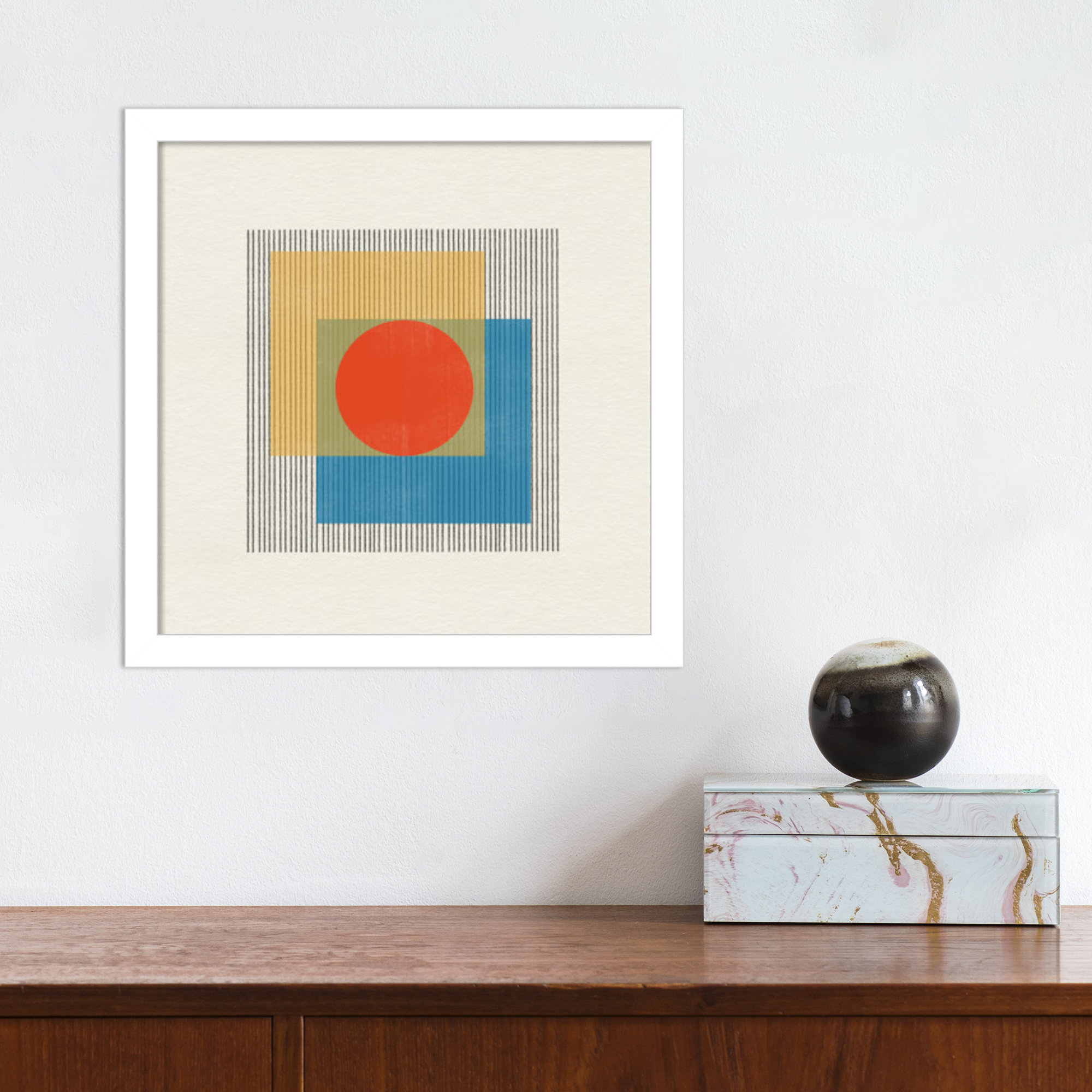 Midcentury Modern Object No 3 by Miuus, White, 13" H x 13" W x 1" D