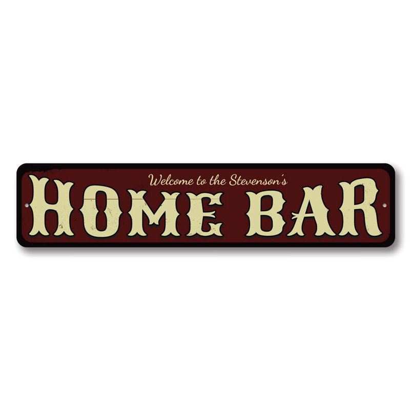 Enseigne personnalisée en aluminium Western Home Bar, H 6 po x l 24 po x P 0,06 po
