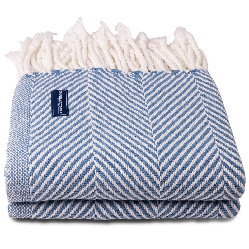 Jeté en coton Coastal Monhegan, Chevron bleu