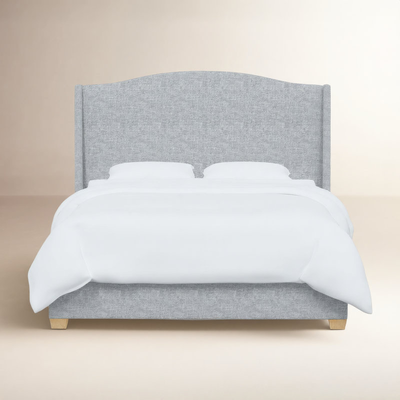 Lit plateforme tapissier Allis, Double, Lin texturé pierre ponce Zuma