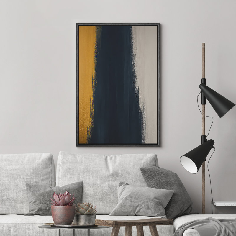 Reproduction d'art abstrait sur toile encadrée pour décoration intérieure moderne, Noir, H 24 po x l 16 po