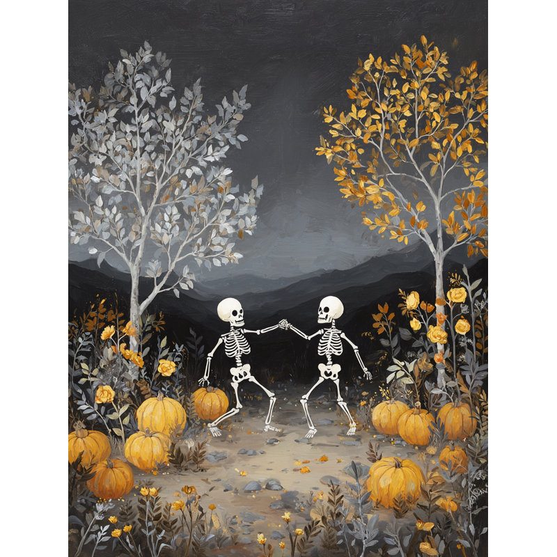 «Dancing Skeletons», art mural sur toile tendue, H 36 po x l 24 po