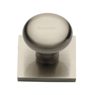 Heritage Brass Cabinet Knob Victorian Round Design with Square Backplate
