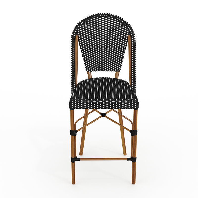Tabouret de bar Martha Stewart, Bois naturel, Noir / blanc, Tabouret de comptoir (siège d'une hauteur de 25,7