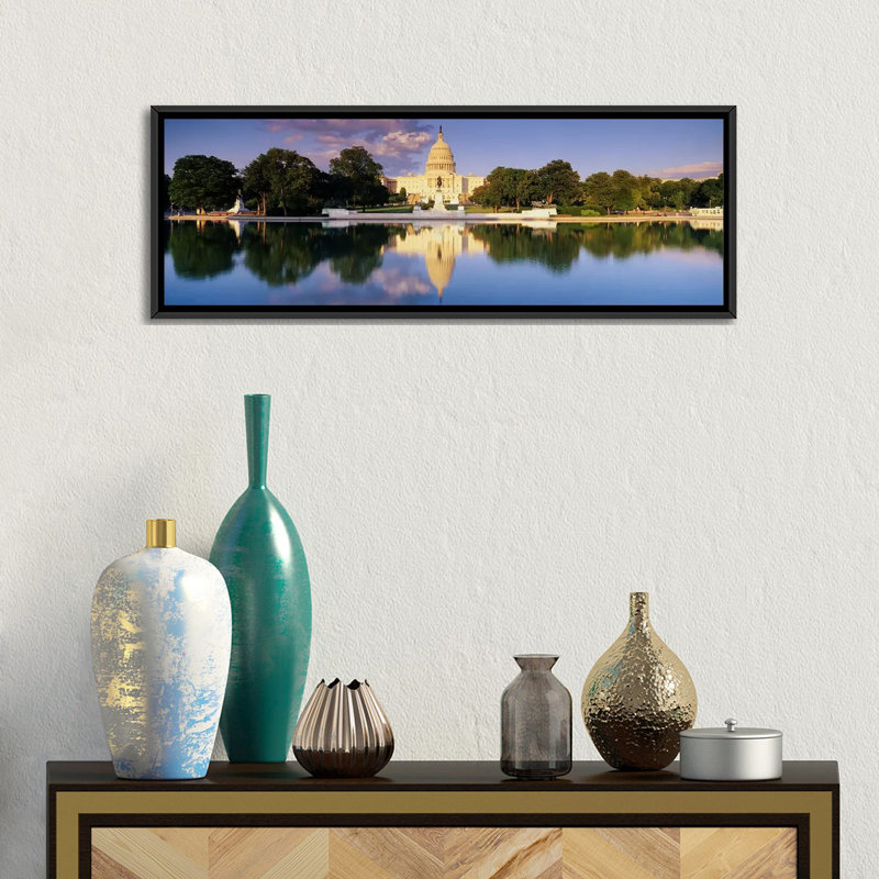 " US Capitol Washington DC " by Panoramic Images, Black Framed Canvas, 12" H x 36" W x 1.5" D