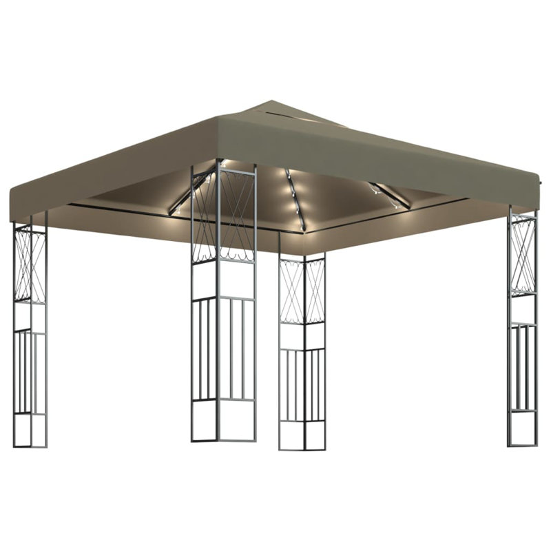 Antipas Gazebo With LED String Lights 3X3 M_12, Taupe