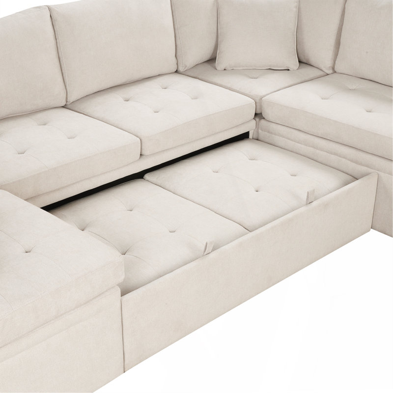 Canapé modulaire en U 4 pièces 4 pièces, Chenille beige