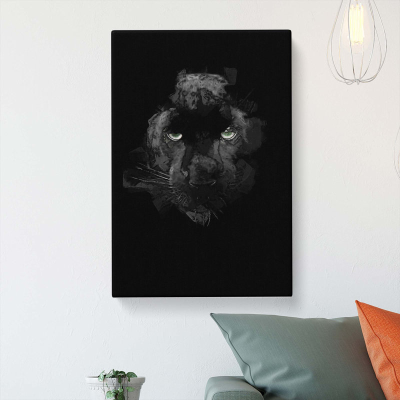 Black Panther in the Shadows in Abstract - Wrapped Canvas Graphic Art Print, 60cm H x 40cm W x 3cm D