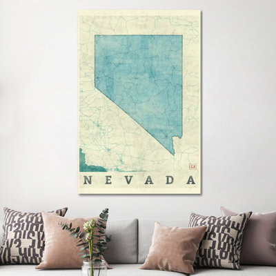 Nevada Map by Hubert Roguski - Wrapped Canvas Print