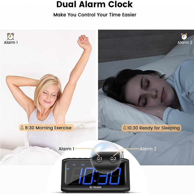 No Style Digital Mechanical Tabletop Clock with Alarm in Black