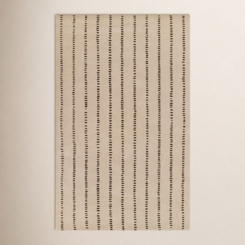 Austen Hand Tufted Wool Striped Area Rug in Beige, Rectangle 5' x 8'