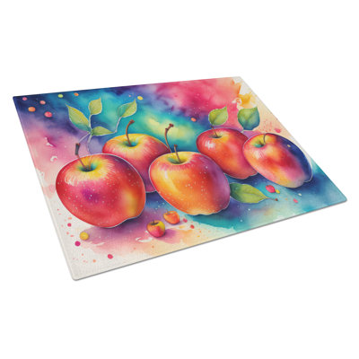 Colourful Apples Glass Cutting Board Large