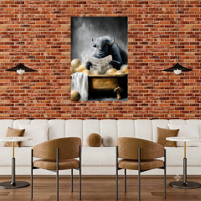 Bison In Bathtube 5 Contemporary Bison Animal Wall Art