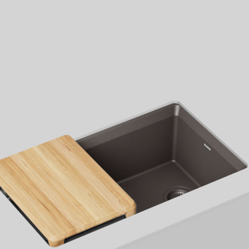 Inteos SILGRANIT 33" Single Bowl Reversible Undermount Workstation Kitchen Sink, Café