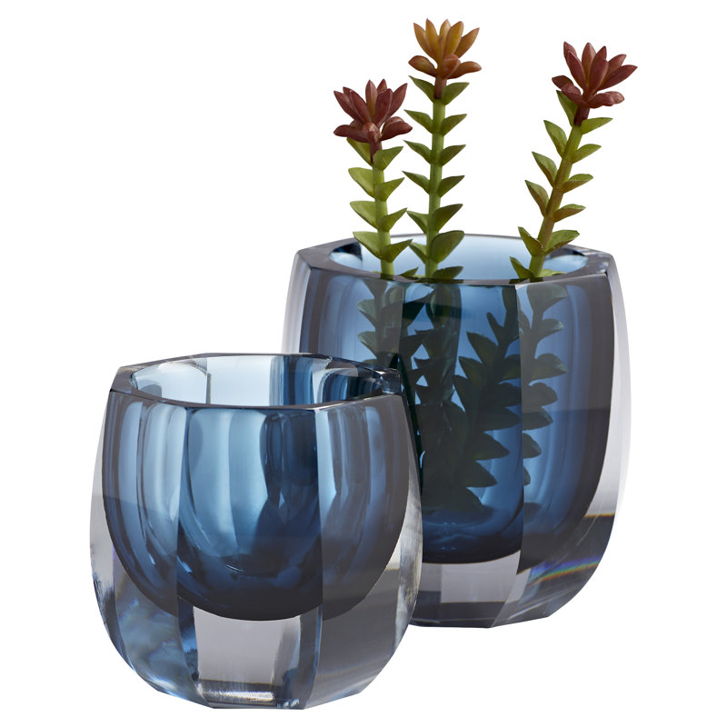 Azure Glass Table Vase, 5" H x 5" W x 5" D