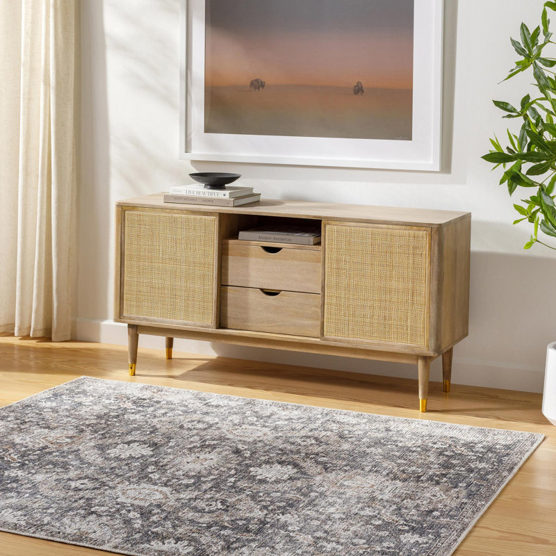 Tapis bleu ardoise Vivir x Livabliss Lorelai, Tapis de couloir 2 pi 7 po x 7 pi 10 po