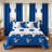 King Size 9-Piece Royal Blue & Black Rose Bedding & Curtain Set (King) - Quilted Microfiber Bedspread + Sheer Drapes-117160137