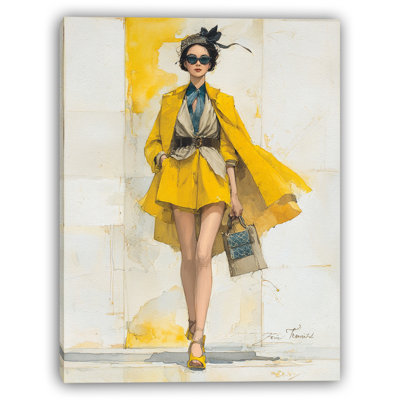 Chic in Yellow Wrapped Canvas Wall Art