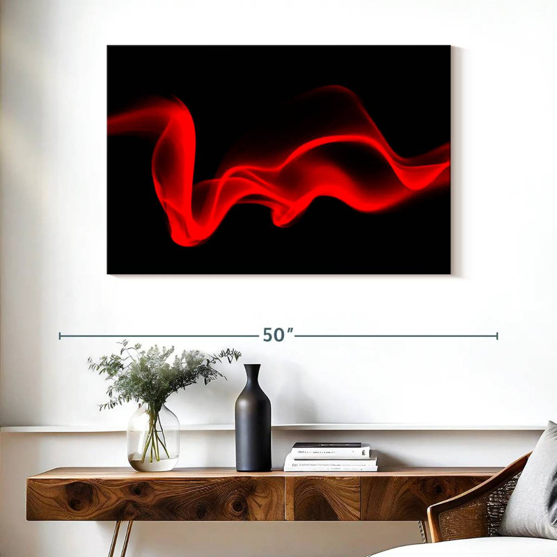 Abstrait numérique rouge Avery Wispy, H 26 po x l 39 po