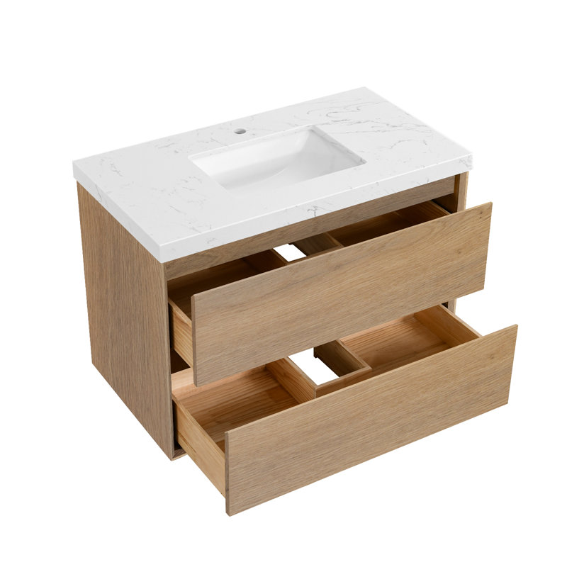 Meuble-lavabo mural simple avec comptoir et lavabos, 36"