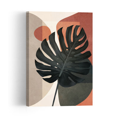 Formes abstraites de feuilles de Monstera - Affiche murale minimaliste et moderne représentant une plante naturelle