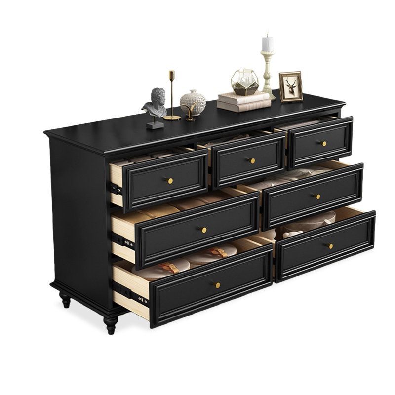 Armoire d'appoint en bois manufacturé noir massif, 31.5" H x 62.99" W x 13.78" D