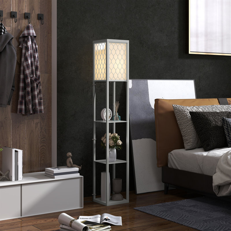 160cm Melamine Faced Column Floor Lamp, Grey