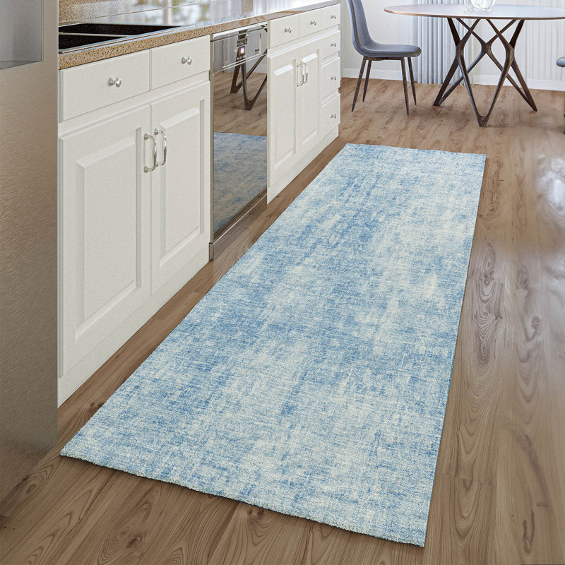 Tapis bleu lavette lavable à la machine de qualité supérieure, Tapis de couloir 2 pi 3 po x 7 pi 6 po