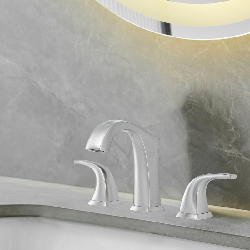 8 po Robinet pour salle de bain à poignée double, Nickel brossé