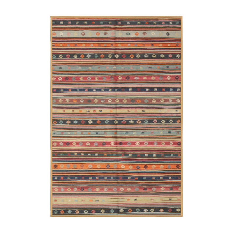 Tapis brun/marron/vert de zone contemporaine, Rectangle 2 pi x 4 pi