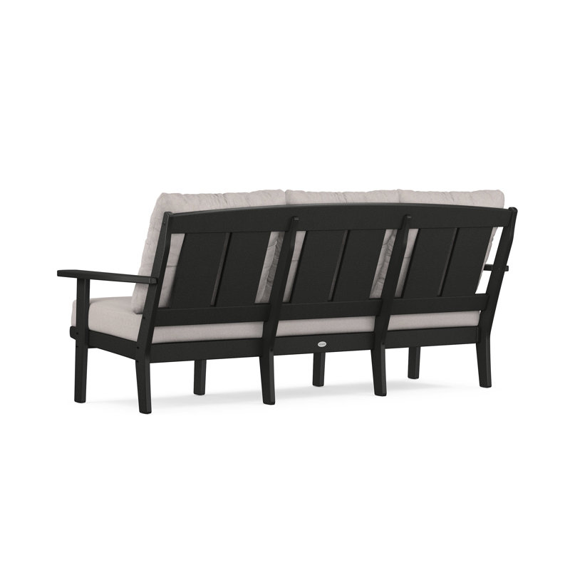 Lakeside Mission Deep Seating Sofa, Black, Dune Burlap Revolution®