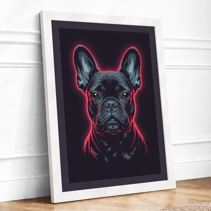 Neon Bulldog Modern - Print, A1 - 84.1 x 59.4 cm, White