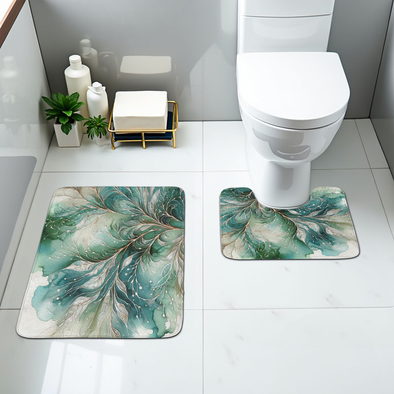  Ensemble de tapis de salle de bain bleu sarcelle 2 pièces
