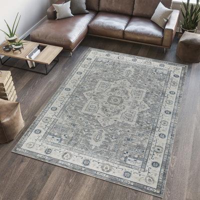 Tapis oriental gris en polyester / polypropylène Heritage Heritage