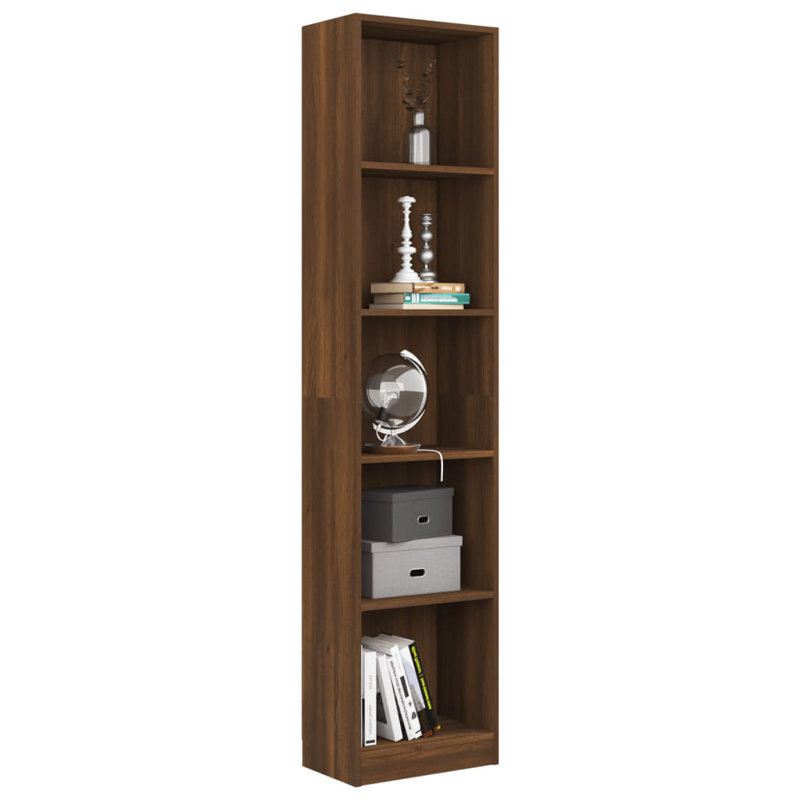 Shamus 175cm H Standard Bookcase, Brown, (4 Shelves) 143cm H x 40cm W x 24cm D