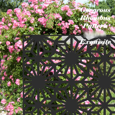 Paravent d'intimité pour patio - forme de tournesol, acier galvanisé, autoportant, L 47,55 po x l 16,01 po H 72,53 po