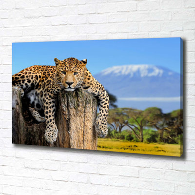 Leopard On The Trunk - No Frame Print on Canvas